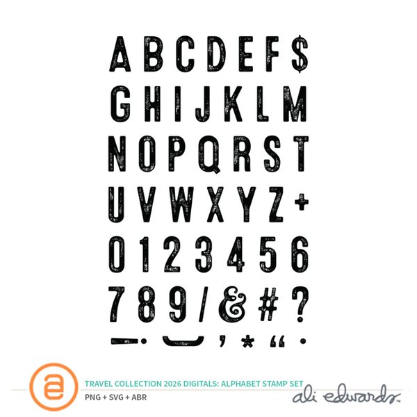 Travel Collection 2026 Alphabet Digital Stamp Set, 1 of 1