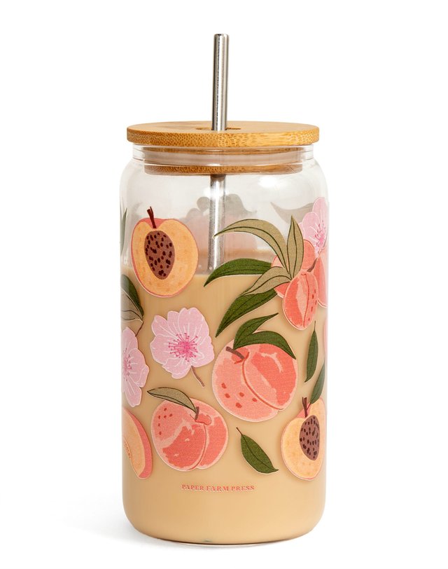 Peach Blossom 16oz Glass Can, 1 of 2