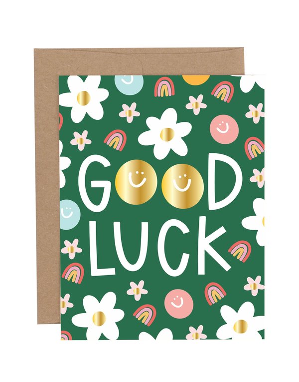 Good Luck Smiley Face Greeting Card, 1 of 1