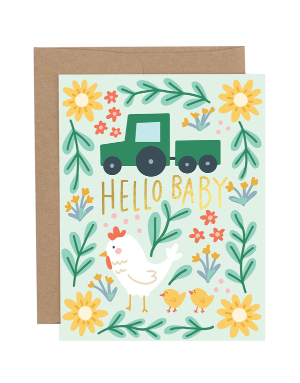 Hello Baby Chicken Baby Greeting Card, 1 of 1