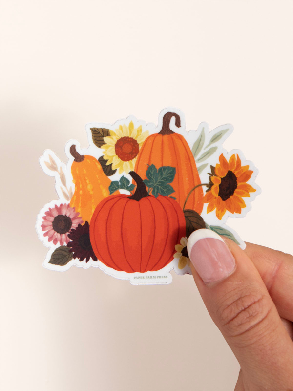 Pumpkin Floral Fall Decal Sticker, 1 of 4