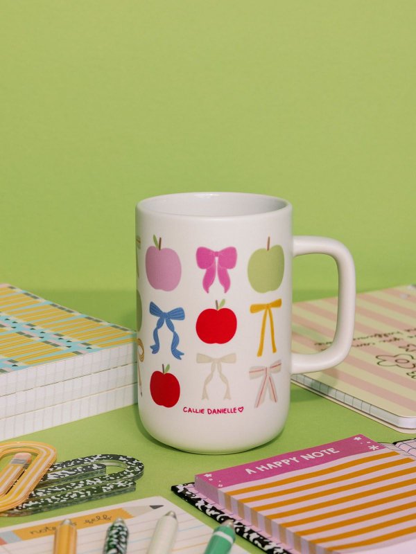 Apples & Coquette Bows Tall Ceramic Mug, 5 of 5
