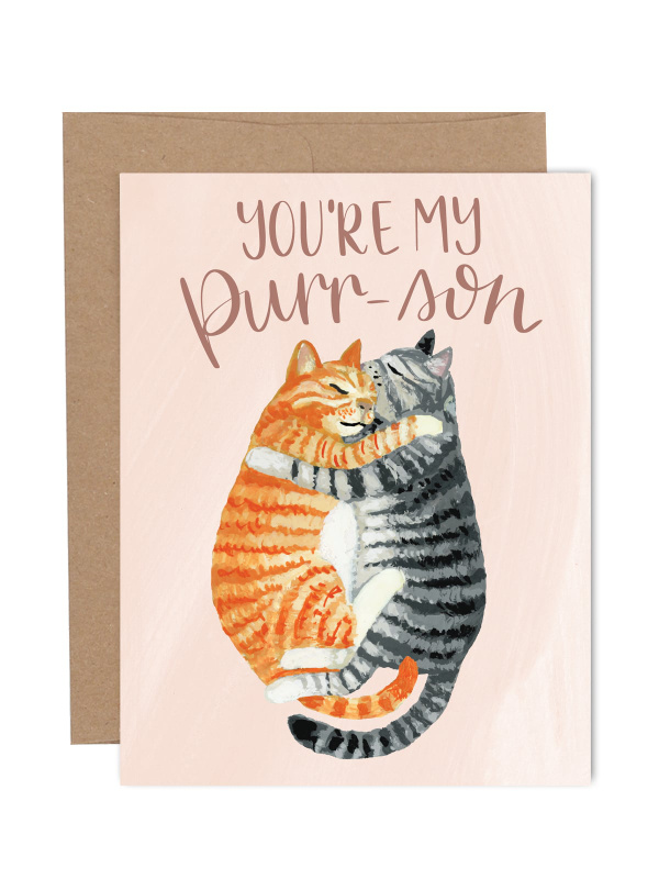 You're My Purr-son Cats Love + Friendship Greeting Card, 1 of 1
