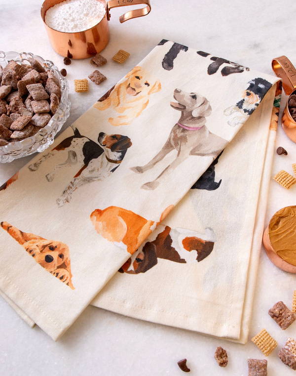 Furry Friends Dogs Tan Kitchen Towel, 1 of 4