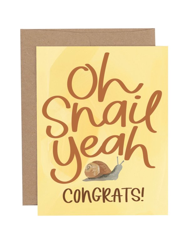 Oh Snail Yeah Congratulations Greeting Card, 1 of 1