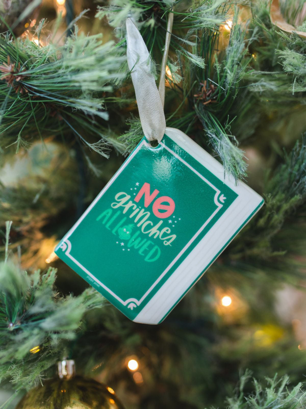 No Grinches Allowed Christmas Book Ornament, 1 of 3