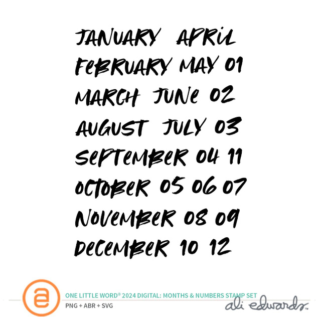 One Little Word® 2024 Months + Numbers Digital Stamp Set, 1 of 1