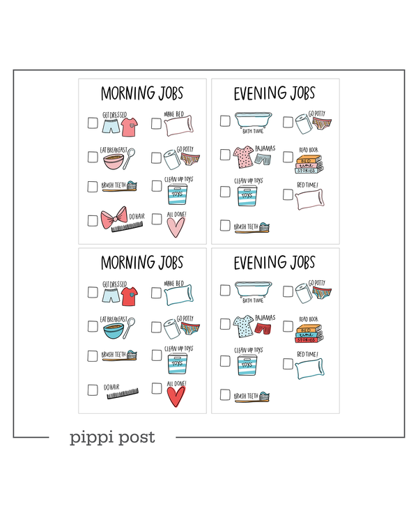 Kids Chore Chart Digital - Morning & Evening Jobs, 1 of 3