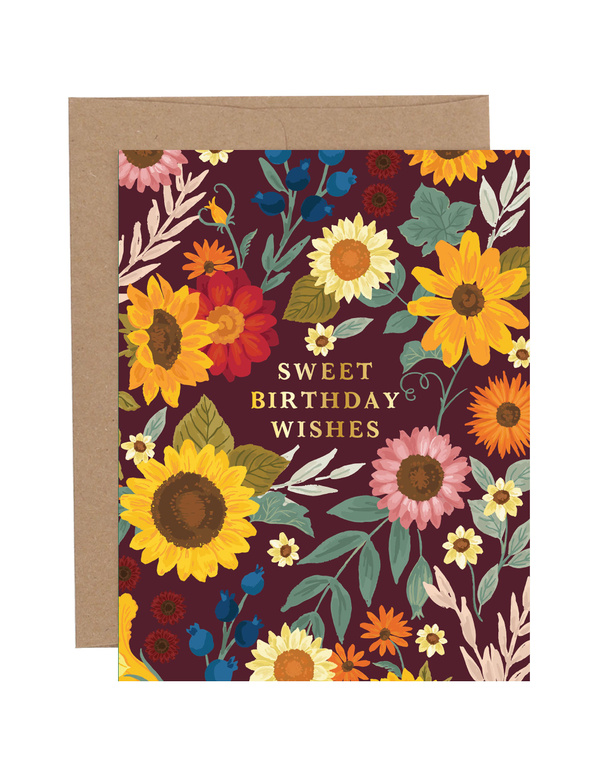 Sweet Birthday Wishes Fall Floral Greeting Card, 1 of 1