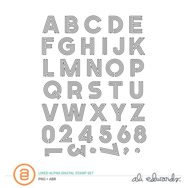 Lined Alpha Digital Stamp Set , 1 of 1