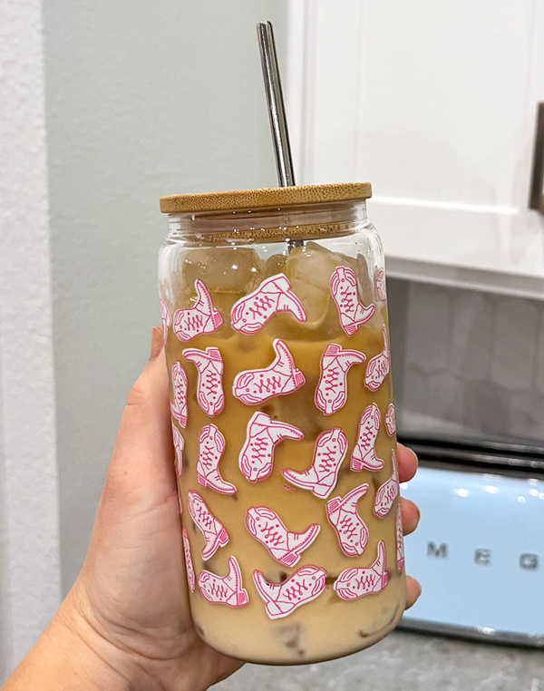 Western Cowgirl Boots Glass Can, 2 of 3