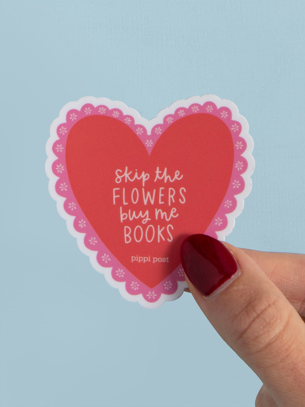 Skip the Flowers Buy Me Books Decal Sticker, 1 of 3