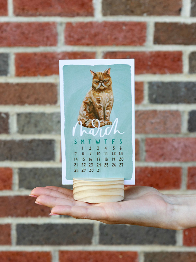 Feline Friends Cats 2027 Mini Desk Calendar + Wooden Block, 1 of 7