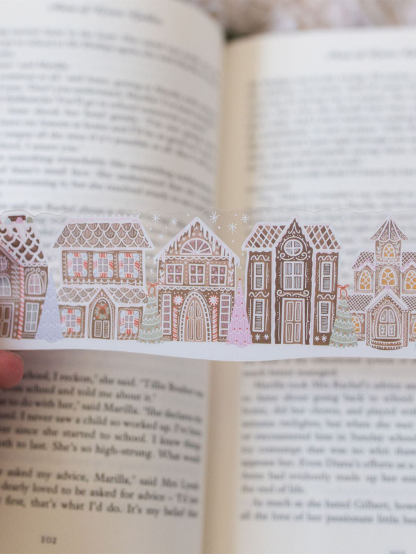 Gingerbread Village Christmas Transparent Bookmark, 3 of 4