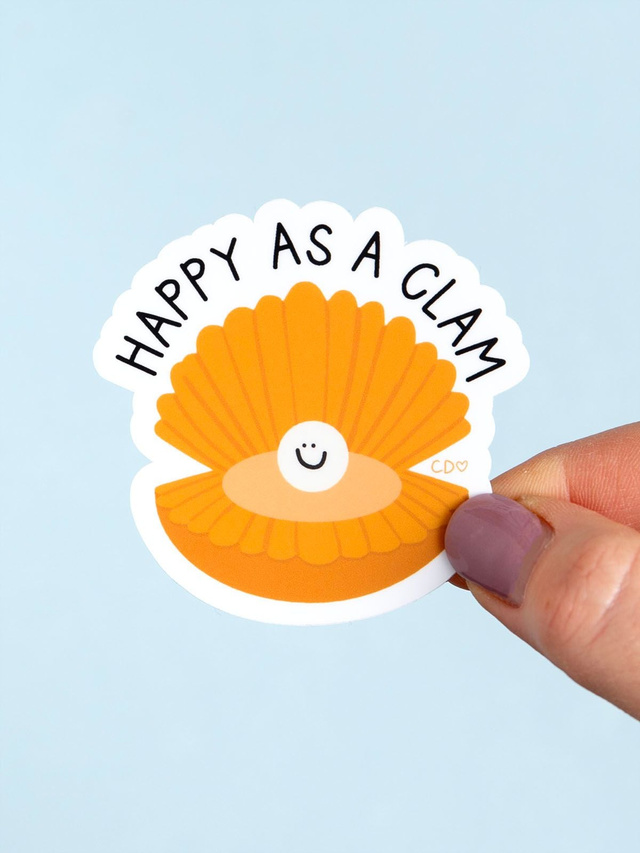 Happy As A Clam Decal Sticker, 1 of 4
