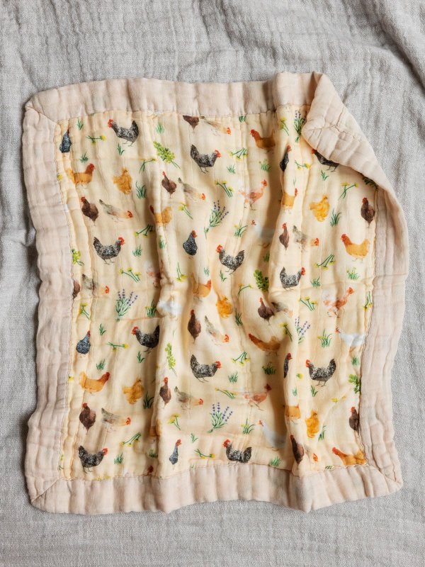 Chicken Meadows Baby Lovey Muslin Blanket, 3 of 7