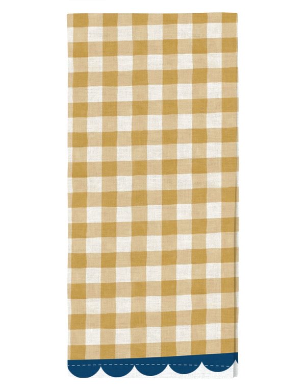 Gold Gingham Scalloped Tea Towel, 3 of 3