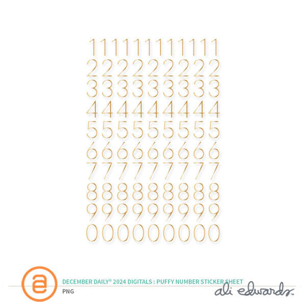 December Daily® 2024 Digital Puffy Number Sticker Sheet, 1 of 1