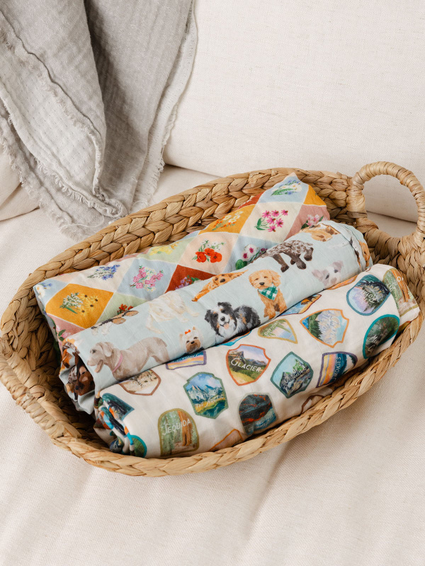 Furry Friends Dogs Muslin Baby Swaddle Blanket, 6 of 6