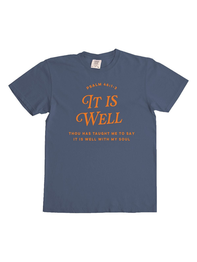It Is Well With My Soul Faith Tee - Blue Jean, 6 of 6