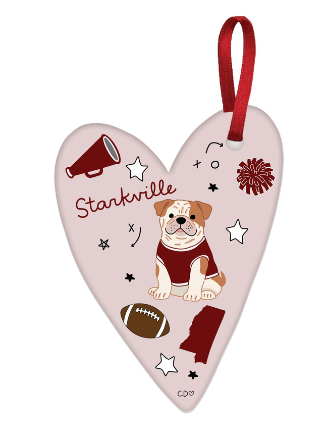 Starkville Football Game Day Ceramic Christmas Ornament, 1 of 2