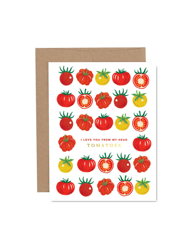 Love You From My Head Tomatoes Greeting Card, 1 of 3