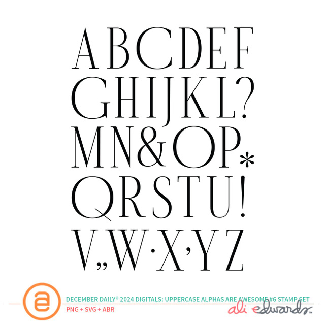 December Daily® 2024 Digital 6×8 Uppercase Alphas Are Awesome 6 Stamp Set, 1 of 1