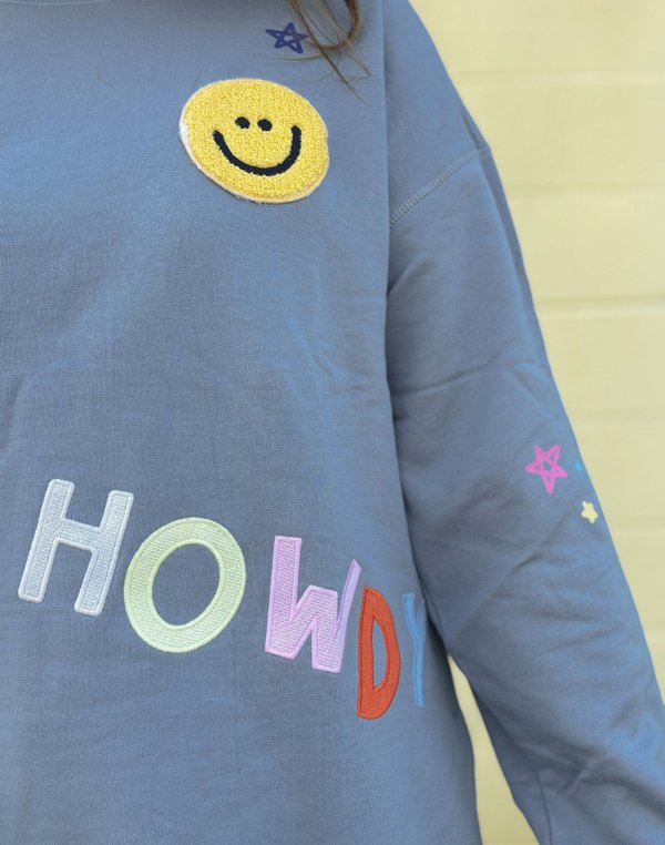 Howdy Cowgirl Boots - Callie Tunic Sweatshirt - Dusty Blue, 2 of 9