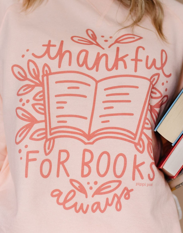 Thankful for Books Sweatshirt - Peach, 2 of 3