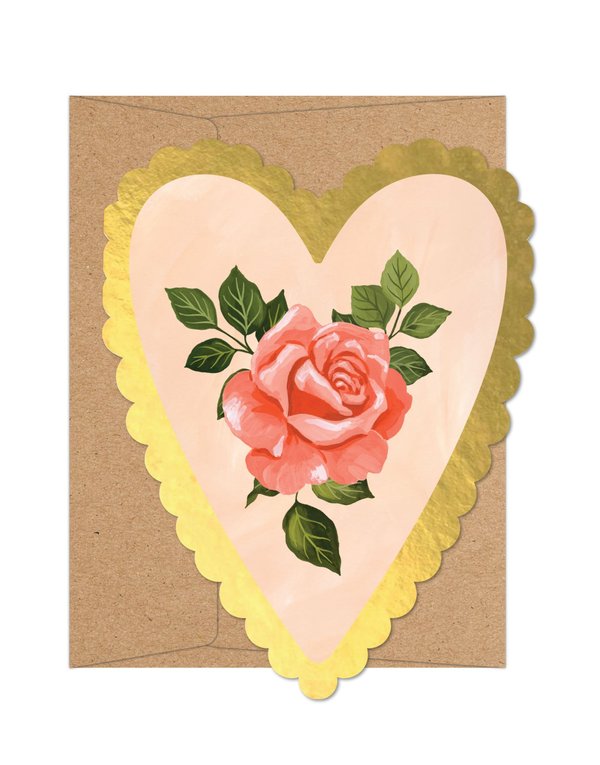 Pink Rose Heart Specialty Greeting Card, 1 of 3