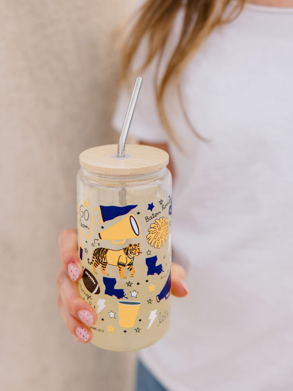 Baton Rouge Football Game Day Glass Can, 1 of 3
