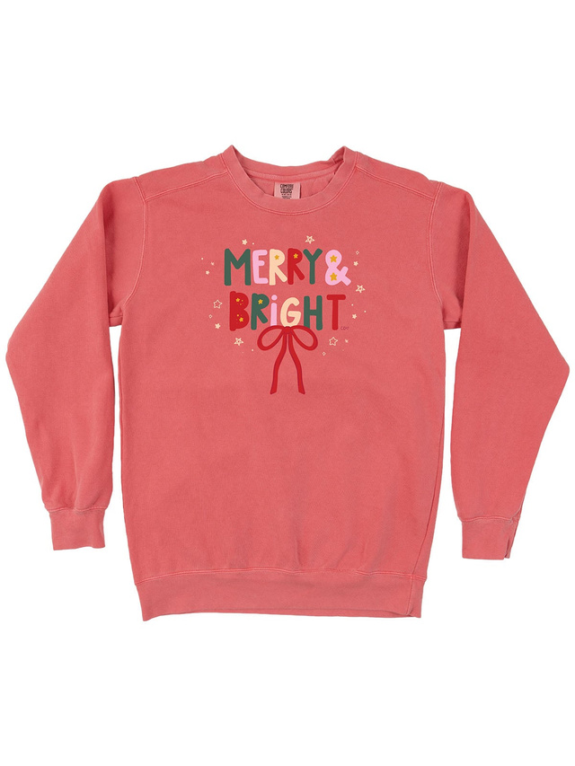 Merry & Bright Christmas Sweatshirt - Watermelon, 4 of 4