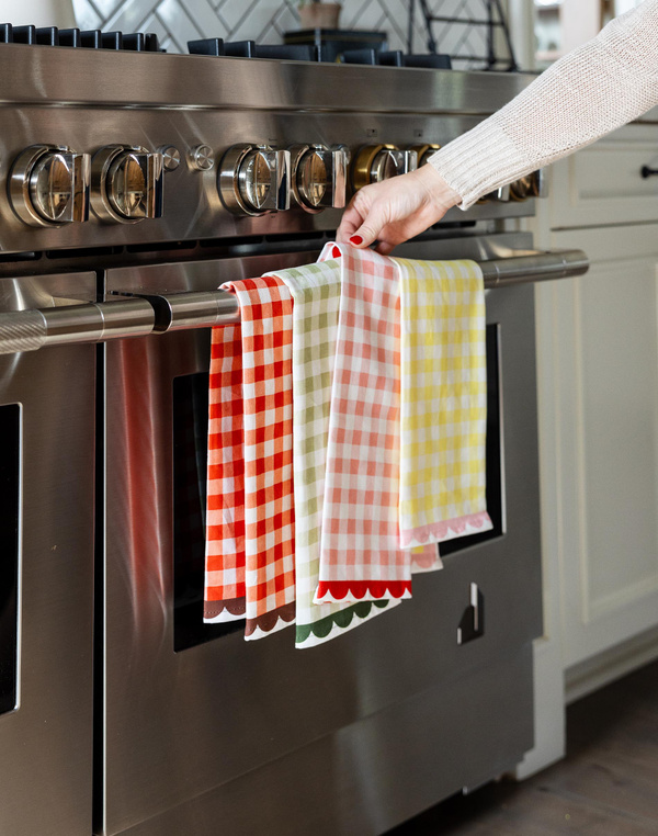 Pink Gingham Scalloped Tea Towel, 10 of 12