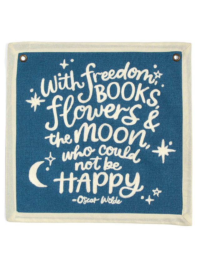 Books, Flowers And The Moon Canvas Banner, 1 of 2