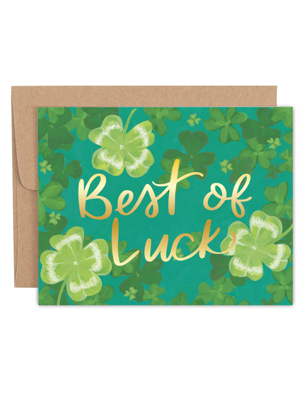 Best of Luck Shamrock Encouragement Greeting Card, 1 of 1