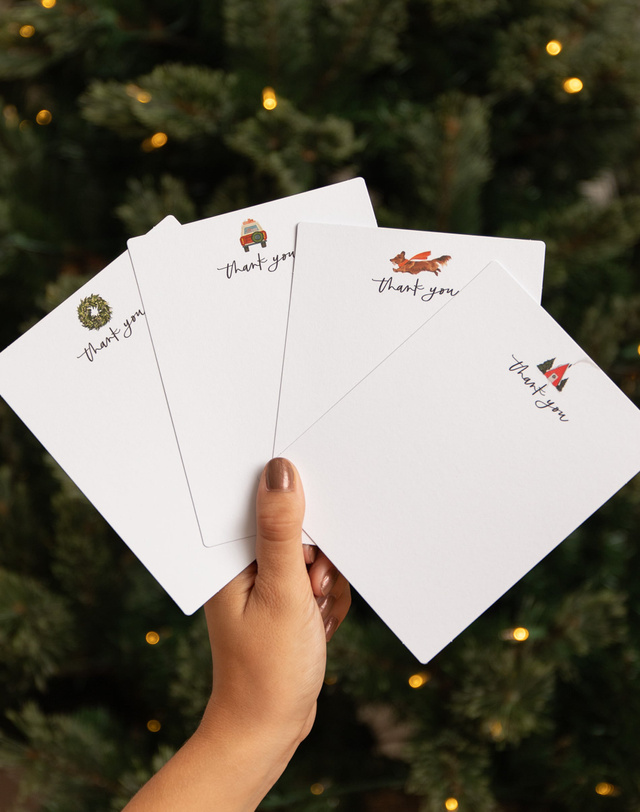 Holiday Floral Thank You Flat Note Set, 4 of 6