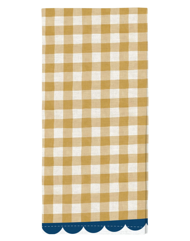 Gold Gingham Scalloped Tea Towel, 3 of 3