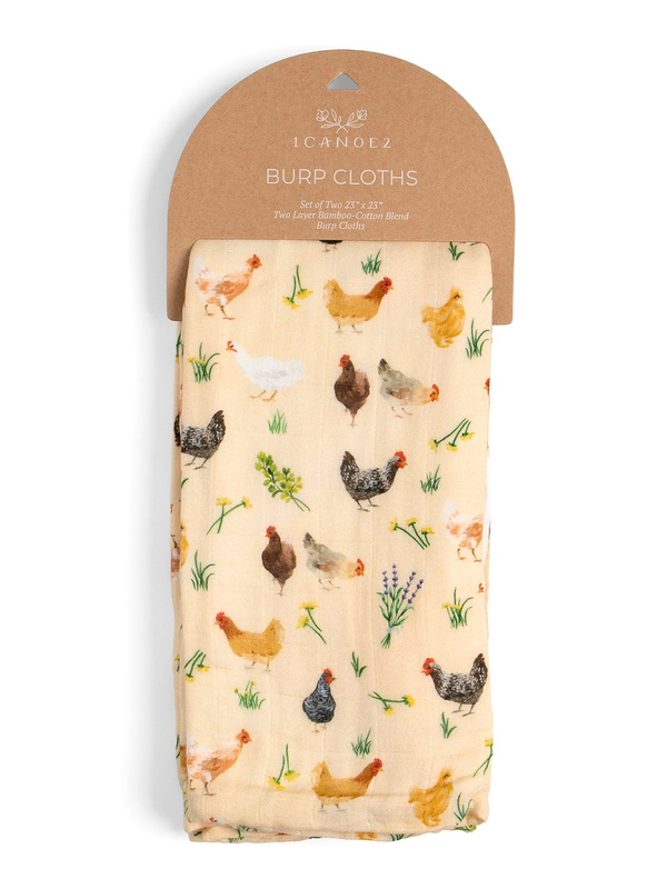 Chicken Meadows Baby Burp Cloths – Muslin Set of 2, 2 of 2