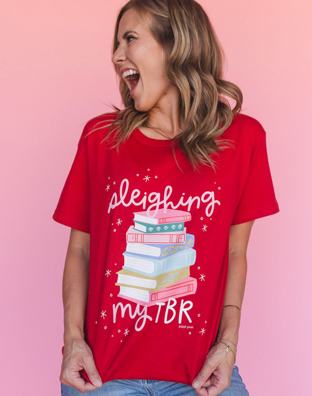 Sleighing My TBR Tee - Red, 1 of 3