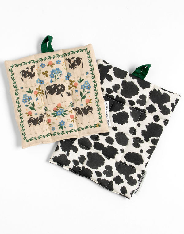 Milk Cows & Flowers Pot Holder Set, 4 of 4