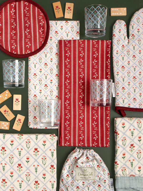 Holly Stripe Christmas Kitchen Tea Towel, 4 of 4