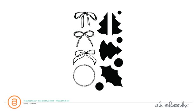 December Daily® 2026 Digital 4×6 Bows + Trees Stamp Set, 1 of 1