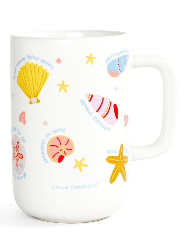 Seashell Affirmations Coastal Tall Ceramic Mug, 2 of 5