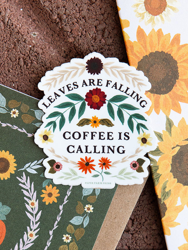 Leaves Are Falling Coffee Is Calling Decal Sticker, 3 of 5