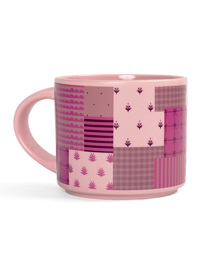 Quilted Patchwork Large Ceramic Mug - Pink, 1 of 1