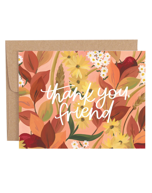 Fall Floral Thank You Greeting Card, 1 of 1