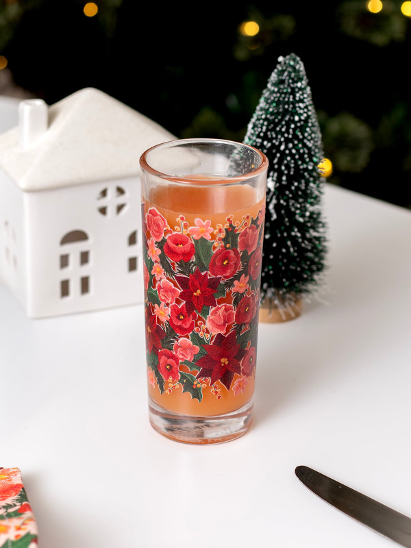 Yuletide Blooms 7.25oz Tall Holiday Juice Glass Set, 3 of 6