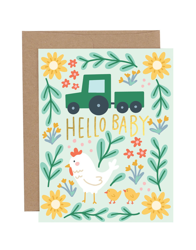 Hello Baby Chicken Baby Greeting Card, 1 of 1