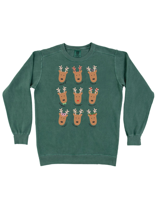 Reindeer Christmas Sweatshirt - Blue Spruce, 3 of 3