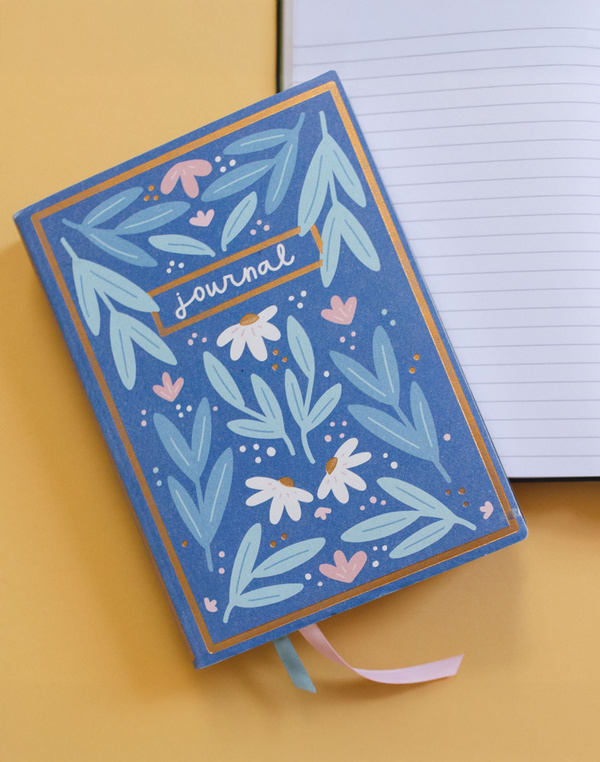 Blue Floral 5×7 Lined Softcover Book Journal, 1 of 4
